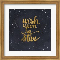 Framed Starry Words Gold - Wish Upon A Star