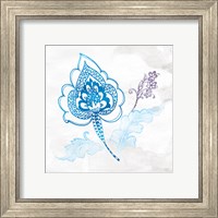 Framed 'Eastern Boho II Peacock Blue' border=