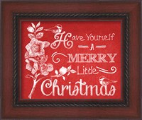 Framed 'Chalkboard Christmas Sayings V on red' border=