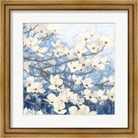 Framed Dogwood Blossoms II Indigo