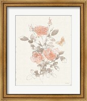 Framed Watery Blooms II Gray Cream