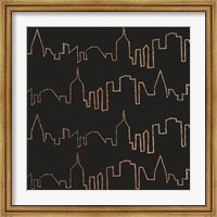 Framed NY Chic Skyline gold on black
