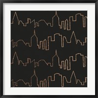 Framed NY Chic Skyline gold on black