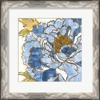 Framed Camilles Peony II Indigo