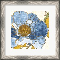 Framed Camilles Peony I Indigo