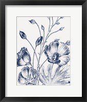 Framed Botanical Beauty Chalk IX Blue on White Crop