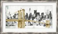 Framed New York Skyline I Yellow Bridge no Words