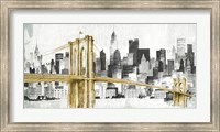 Framed New York Skyline I Yellow Bridge no Words