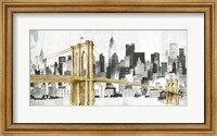 Framed New York Skyline I Yellow Bridge no Words