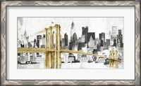 Framed New York Skyline I Yellow Bridge no Words