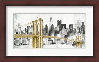 Framed New York Skyline I Yellow Bridge no Words