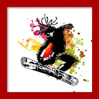 Framed 'Snowboarder Watercolor Splash Part I' border=