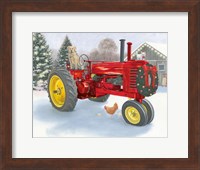 Framed Christmas in the Heartland III Red Tractor