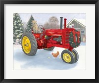 Framed Christmas in the Heartland III Red Tractor