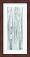 Framed Birches in Winter Blue Gray Panel I