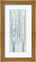 Framed Birches in Winter Blue Gray Panel I