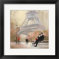 Framed Romantic Paris I Red Jacket