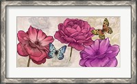 Framed Roses and Butterflies (Neutral)