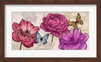 Framed Roses and Butterflies (Neutral)