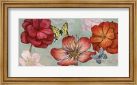 Framed Flowers and Butterflies (Aqua)