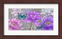Framed Nympheas and Butterflies (Ash)