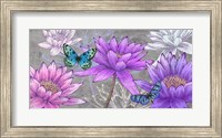 Framed Nympheas and Butterflies (Ash)