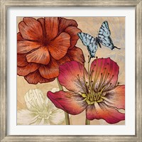 Framed Flowers and Butterflies (detail)