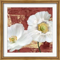 Framed Washed Poppies (Red & Gold) I