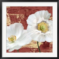 Framed Washed Poppies (Red & Gold) I