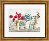 Framed Floral Composition with Mason Jars
