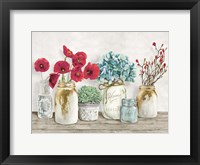 Framed Floral Composition with Mason Jars