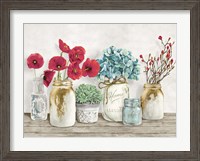 Framed Floral Composition with Mason Jars