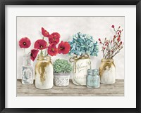 Framed Floral Composition with Mason Jars