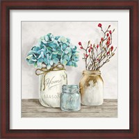 Framed Floral Composition with Mason Jars I