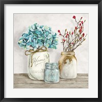 Framed Floral Composition with Mason Jars I