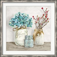 Framed Floral Composition with Mason Jars I