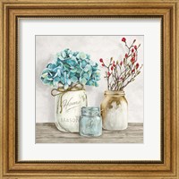 Framed Floral Composition with Mason Jars I