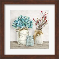 Framed Floral Composition with Mason Jars I