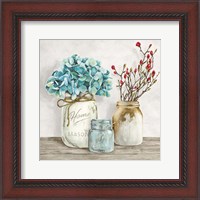 Framed Floral Composition with Mason Jars I