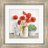 Framed Floral Composition with Mason Jars II