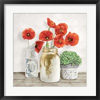 Framed Floral Composition with Mason Jars II