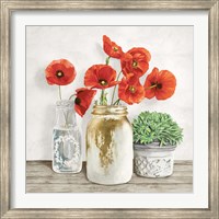 Framed Floral Composition with Mason Jars II