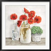 Framed Floral Composition with Mason Jars II