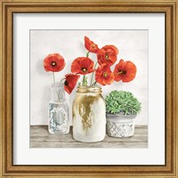 Framed Floral Composition with Mason Jars II