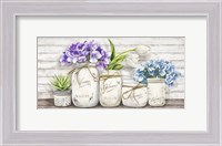 Framed Hydrangeas in Mason Jars