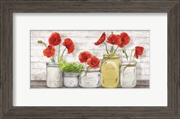 Framed Poppies in Mason Jars