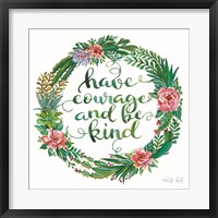 Framed Have Courage Succulent Wreath