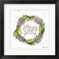 Framed Happy Holidays Wreath