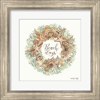 Framed Beach Days Shell Wreath