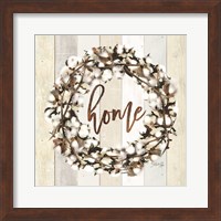 Framed 'Home Cotton Wreath' border=
